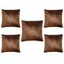 Cushion Covers Self Brown Velvet Textured Look - 16X16 Inches (4)