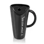 Premium Quality Porcelain Mug with Metal Straw for Coffee , Tea , Milk , Beverages 500 ML - Black Color - Pack of 1