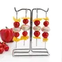 4 Barbeque Skewers Sticks with Stand Stainless Steel , Silver 35.9 Use for Snacks Serving & Food Presentation at Home , Hotel , Restaurant