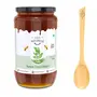 Farm Naturelle - 100% Pure Neem Forest Flower Honey | Raw Natural Ayurved Recommended Unprocessed Honey |Naturally Occurring Antioxidants & Minerals - Neem Honey 1.45 KG -Glass Bottle and a wooden Spoon.