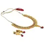 Traditional Mehroon Pearl Temple Coin Necklace Set/Jewellery Set with Earrings for Women