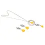 Stylish Yellow Tassels Fish Design Oxidized Silver Necklace Set for Women