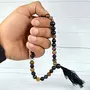 Natural Sulemani Hakik Crystal Stone Tasbeeh for Muslim Prayer 8 mm 33 Beads (Color : Golden & Brown), 3 image