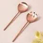 Serving Spoon & Salad Server Spoon with long Rose gold Handle Set of 2 for Dining Table/Kitchen | 1 Serving Spoon 1 Salad/Noodles Serving | Shiny Polish Stainless Steel - Daily Home Party or Restaurant Use(Silver Rose gold), 3 image
