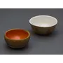 Serving Bowls Pack 2 of Wooden for Snacks Dry Fruits |Decorative Potpourri Bowls | Snack Dessert Bowl for Home dcor Gift(Orange & White), 2 image