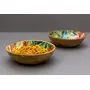 Serving Bowls Wooden for Snacks Dry Fruits | Colored Decorative Potpourri Bowls | Mango Wood with Decaling and Clear Enamel | Green Color 10 Inches Diameter, 3 image