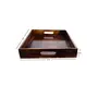 Wooden Serving Tray for Home | Dining Table Decorative Trays | Serving Tray for Party Guests | Rectangle Platter Tray Kitchen with Handles (Brown Sheesham Wood) 15 X 12 Inches, 5 image