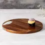 Dessert Cheese Serving platter for parties | Cheese board / Stand / holder / tray for starters snacks cakes desserts pizza etc for dining table | Fancy round decorative Sheesham Wood with Iron Handle 13 inch Diameter, 7 image
