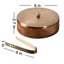 Casserole chapati Box roti Dabba Wooden hotcase with Tong for Kitchen or Dining Table for Serving to Guests | Mango Wood Iron with Brass Plating, 4 image
