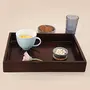 Wooden Serving Tray for Home | Dining Table Decorative Trays | Serving Tray for Party Guests | Rectangle Platter Tray Kitchen with Handles (Brown Sheesham Wood) 15 X 12 Inches, 2 image