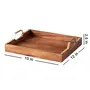 Natural Wooden Handcrafted Serving Platter Cheese Board with Golden Handle for Serving Snacks 14" Brown, 5 image