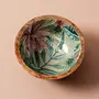 Serving Bowls wooden for snacks dry fruits | printed decorative potpourri bowls for gifting | Mango wood with Decaling print with clear Enamel | Green floral print 6 Inches diameter Bowl Set of 4, 5 image
