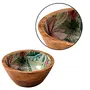 Serving Bowls Wooden for Snacks Dry Fruits | Printed Decorative Wooden Potpourri Bowls | Mango Wood with Decaling Print with Clear Enamel Design| Green Floral Print 6 Inches Diameter, 6 image