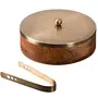 Casserole chapati Box roti Dabba Wooden hotcase with Tong for Kitchen or Dining Table for Serving to Guests | Mango Wood Iron with Brass Plating, 6 image