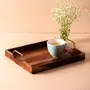 Wooden Tray Serving for home | Dining table decorative trays | Serving tray for party guests | Rectangle platter with handles (Brown Sheesham Wood with Iron Gold plated Handles) 15 X 12 Inches, 6 image