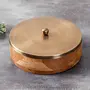 Dry Fruits Box with Dabba Jars for Kitchen | Round Powder Container Set with lid for Storage Tabletop |Mango Wood Gold (7 Jars), 7 image