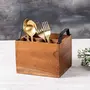Spoon Stand for Dining Table | Wooden cutlery holder multipurpose | Kitchen rack Caf restaurant bar tableware keeping spoons forks knives tissue papers salt pepper sauces storage Sheesham Wood Iron Handles Black 3 Sections 7 X 6 X 5 Inches, 3 image