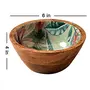 Serving Bowls Wooden for Snacks Dry Fruits | Printed Decorative Wooden Potpourri Bowls | Mango Wood with Decaling Print with Clear Enamel Design| Green Floral Print 6 Inches Diameter, 5 image