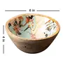 Serving Bowls Wooden for Snacks Dry Fruits | Printed Decorative Potpourri Bowls | Mango Wood with Decaling Print with Clear Enamel | Green Flamingo Print 6 Inches Diameter Set of 2, 5 image
