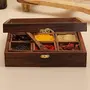 Wooden Spice Masala Box Dabba Jars with Spice Spoon for Kitchen | Square Powder Container Set with Glass Cover for Storage Tabletop |Sheesham Wood Brown (9 Jars), 2 image