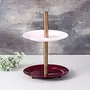 Cake Stand 2 Tier Dessert Stand for Brthdays Dining Table | Cup Cake/Muffins/Sandwiches/Pastries Stand |Cake or Dessert Serving Stand (Pink & Maroon), 3 image