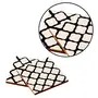 Table Coasters Set for Home Office with Stand Unbreakable with Pattern Design for Cups Mugs Glasses | Wood with Resin | Black & White | Set of 4 Coasters + 1 Stand, 6 image