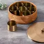 Dry Fruits Box with Dabba Jars for Kitchen | Round Powder Container Set with lid for Storage Tabletop |Mango Wood Gold (7 Jars), 5 image
