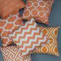 Printed Decorative Pillow | Cushion Cover Set for Sofa Bed or Living Room 16 x 16 inches (40 x 40 cm) Set of 6 (Orange), 2 image