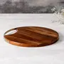 Dessert Cheese Serving platter for parties | Cheese board / Stand / holder / tray for starters snacks cakes desserts pizza etc for dining table | Fancy round decorative Sheesham Wood with Iron Handle 13 inch Diameter, 4 image