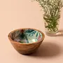 Bowls for Serving Wooden for Snacks Dry Fruits | Printed Decorative Potpourri Bowls | Mango Wood with Decaling Print with Clear Enamel | Green Floral Print 6 Inches Diameter, 3 image