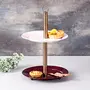 Cake Stand 2 Tier Dessert Stand for Brthdays Dining Table | Cup Cake/Muffins/Sandwiches/Pastries Stand |Cake or Dessert Serving Stand (Pink & Maroon), 2 image