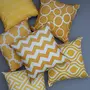 Cotton Printed Decorative Pillow Cushion Cover for Sofa Bed or Living Room (16 x 16 inches/40 x 40 cm Yellow) - Set of 6, 3 image