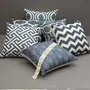 Printed Decorative Cotton Pillow/Cushion Cover for Sofa Bed or Living Room (16 x 16 inches/40 x 40 cm Grey) -Set of 6, 2 image