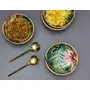 Serving Bowls Wooden for Snacks Dry Fruits | Colored Decorative Potpourri Bowls | Mango Wood with Decaling and Clear Enamel | Green Color 10 Inches Diameter, 2 image