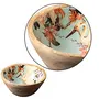 Serving Bowls Wooden for Snacks Dry Fruits | Printed Decorative Potpourri Bowls | Mango Wood with Decaling Print with Clear Enamel | Green Flamingo Print 6 Inches Diameter Set of 2, 6 image