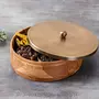 Dry Fruits Box with Dabba Jars for Kitchen | Round Powder Container Set with lid for Storage Tabletop |Mango Wood Gold (7 Jars), 3 image