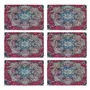 Table Mats/Placemats for Dining Table 6 Piece Set | Washable Printed Cloth Kitchen mats 45 x 30 cm Rectangular Dressing Table Placemats (Red Multicolour), 5 image