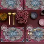Table Mats/Placemats for Dining Table 6 Piece Set | Washable Printed Cloth Kitchen mats 45 x 30 cm Rectangular Dressing Table Placemats (Red Multicolour), 6 image