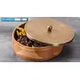 Dry Fruits Box with Dabba Jars for Kitchen | Round Powder Container Set with lid for Storage Tabletop |Mango Wood Gold (7 Jars), 2 image