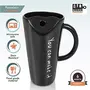 Premium Quality Porcelain Mug with Metal Straw for Coffee , Tea , Milk , Beverages 500 ML - Black Color - Pack of 1, 4 image