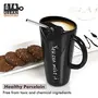 Premium Quality Porcelain Mug with Metal Straw for Coffee , Tea , Milk , Beverages 500 ML - Black Color - Pack of 1, 3 image
