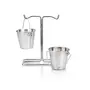 Mini 2 Bucket Holder with Stand , Stainless Steel , Silver , 35.9 cm Use for Snack Server at Home , Hotel , Restaurant, 5 image