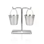 Mini 2 Bucket Holder with Stand , Stainless Steel , Silver , 35.9 cm Use for Snack Server at Home , Hotel , Restaurant, 3 image
