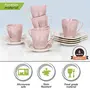 Porcelain Tea Cup with Saucer Set - 80 ML Pink , 12 Pieces for Home , Office , Gift, 4 image