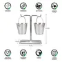 Mini 2 Bucket Holder with Stand , Stainless Steel , Silver , 35.9 cm Use for Snack Server at Home , Hotel , Restaurant, 4 image