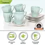 Porcelain Tea Cup with Saucer Set - 80 ML Green , 12 Pieces for Home , Office , Gift, 4 image
