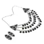 Black 3 Layer Coin Onyx Stone Oxidized Silver Necklace for Women, 2 image