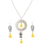 Stylish Yellow Tassels Fish Design Oxidized Silver Necklace Set for Women, 2 image