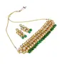 Elegant Gold Plated Inspired Green Traditional Kundan Necklace Set for Women, 2 image