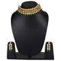 Elegant Gold Plated Inspired Green Traditional Kundan Necklace Set for Women, 4 image
